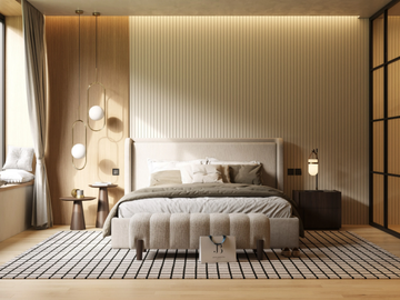 PORTO - Fabric double bed with upholstered headboard by Stylish Club - view 3